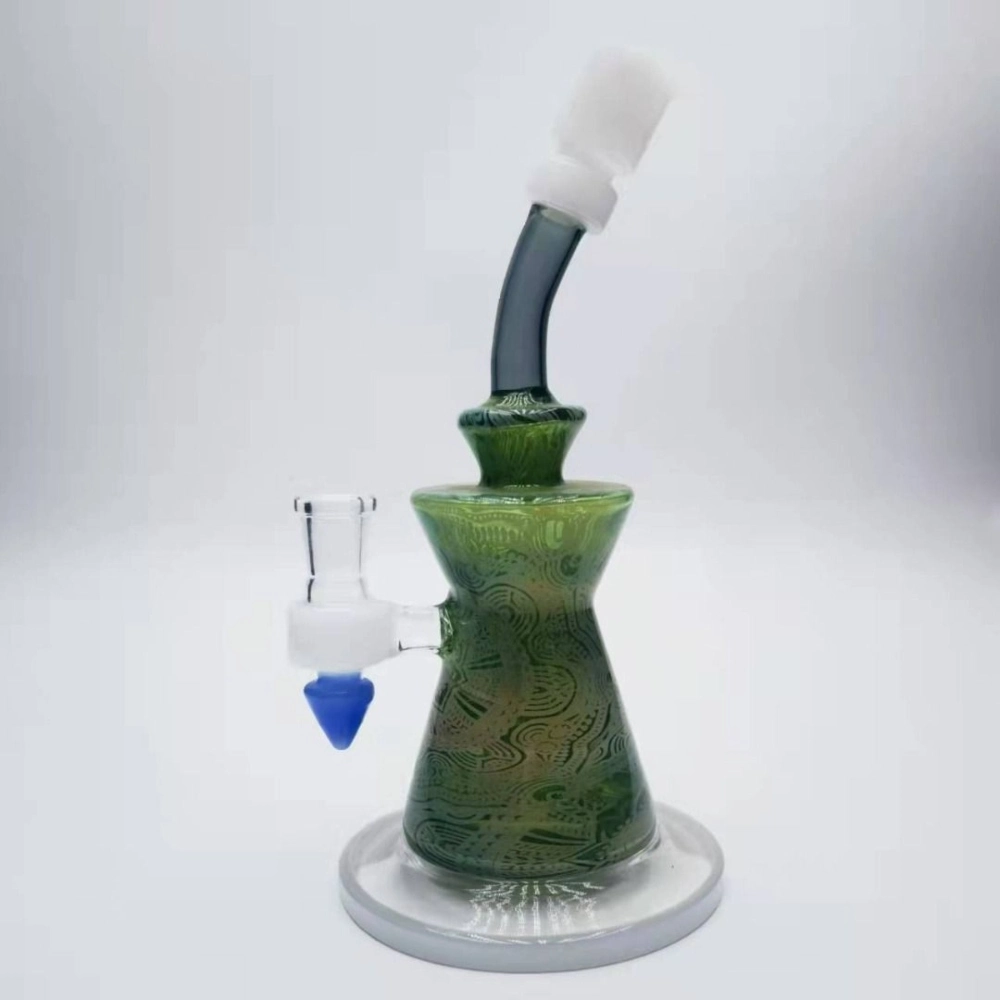 WATERPIPE 9.5INCH GREEN ETCHED MANDALA