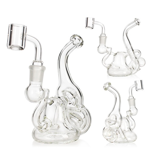 [Q-4654-01] Waterpipe Recycler Oil Rig with a quartz banger (6.8" INLINE DIFUSER PERC)