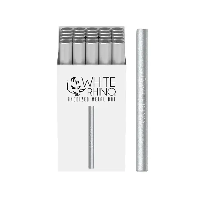 [10105-02] WHITE RHINO ANODIZED METAL BAT - 25 COUNT (Silver)