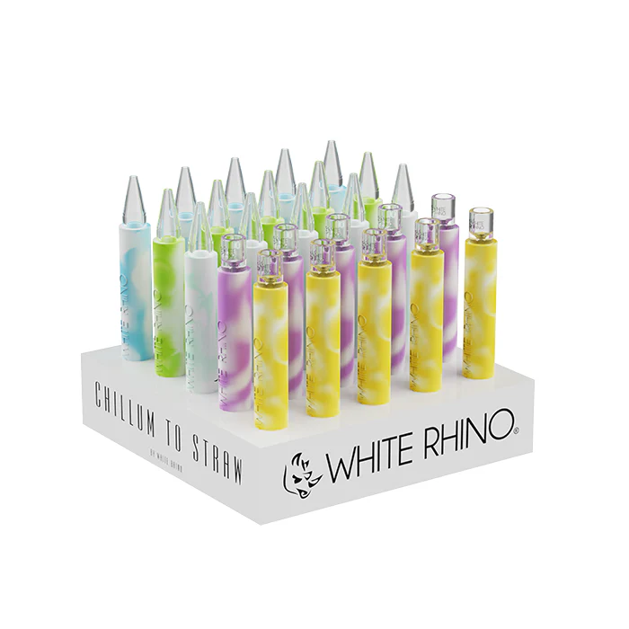 WHITE RHINO CHILLUM TO STRAW GLOW N DARK QUARTZ 25CT