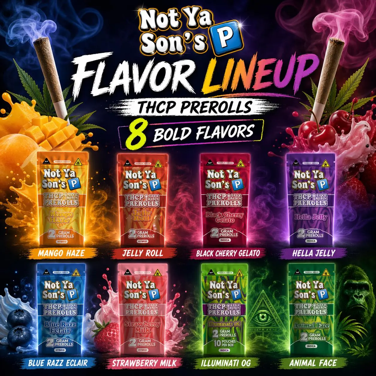 [10014-05] NOT YA SON P 2 THCP BLUNT 10PK DISPLAY (Blue Razz Eclair (Hybrid))