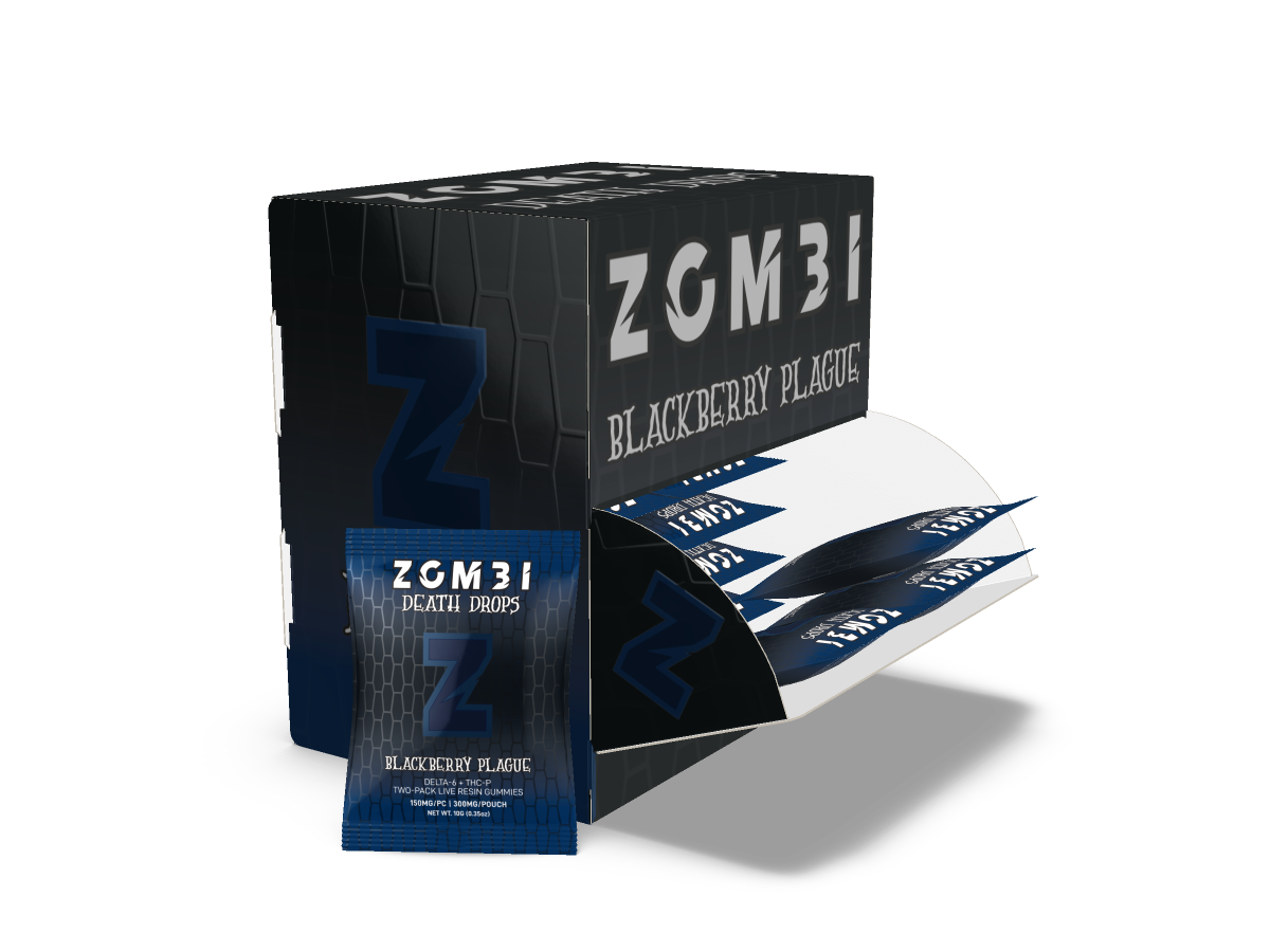 ZOMBI Death Drop Gummies 9000mg 30pk display THC-P