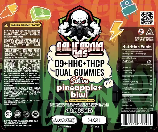 CALIFORNIA GAS DUAL GUMMIES D9+HHC+THCP 40,000MG