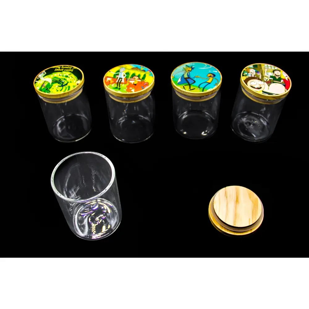 [Q-1621] CLEAR WOOD JAR WITH DESIGN ONLY ON WOOD
