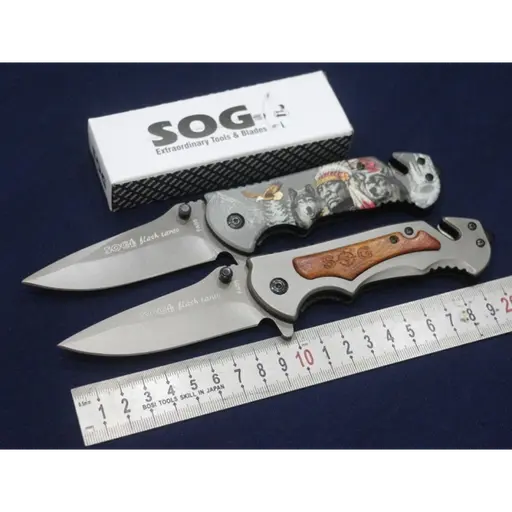 [Q-1712] DEFENSE KNIFE WITH ROPE CUTTER ON THE BOTTOM AND MULTI DESIGNS BROWNING BRAND