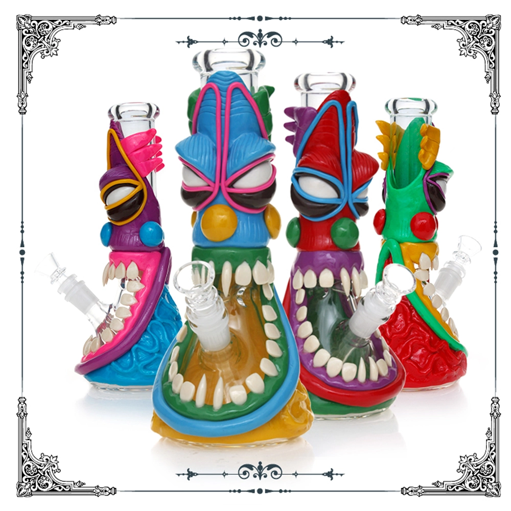 [Q-2244] GLASS WATERPIPE 12.5" MULTI COLOR MONSTER - 3-D MULTI COLOR PIPE WITH BOWL