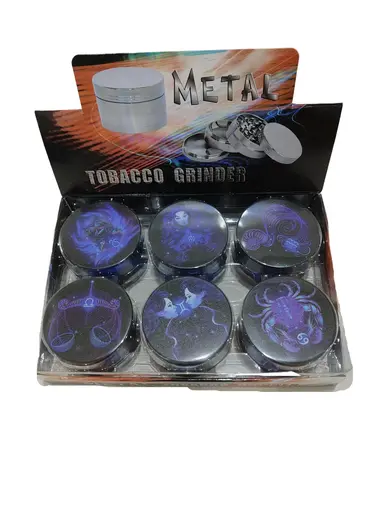 [Q-4945] Grinder Zinc 63MM Full Print Zodiac-1 6PK