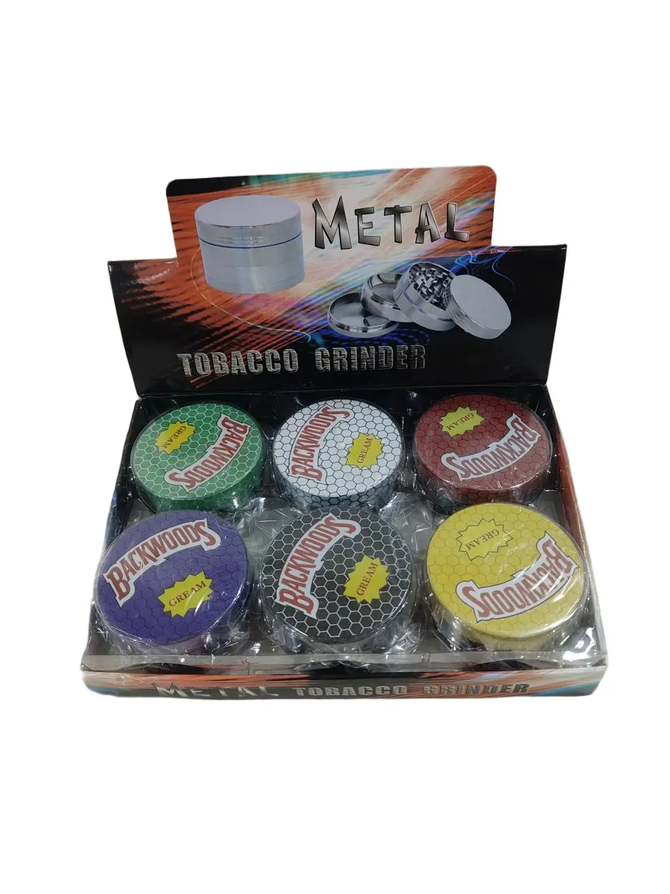 [Q-4915] Grinder Zinc 63MM Half Printed Mix 6PK