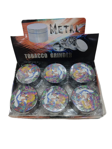 [Q-4922] Grinder Zinc 63MM Print On Lid Jules Braswell 6PK