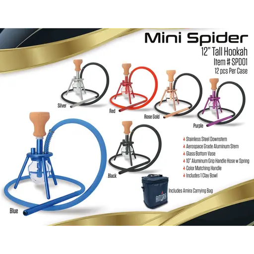 [Q-2579] HOOKAH B.Y.O. 12" AMIRA SPIDER HOOKAH 1 HOSE AMIRA CARRYING BAG