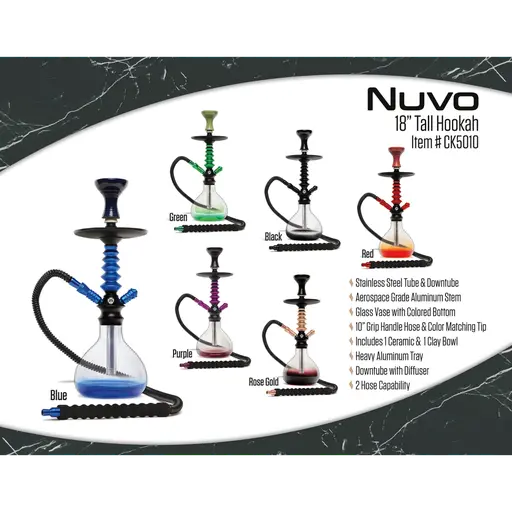 [Q-2584] HOOKAH B.Y.O. 18" NUVO CLICK TECHNOLOGY 1 HOSE