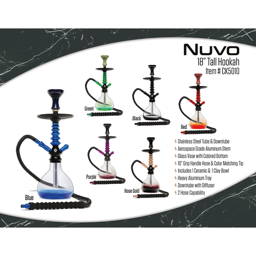[Q-2584] HOOKAH B.Y.O. 18" NUVO CLICK TECHNOLOGY 1 HOSE