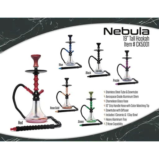 [Q-2586] HOOKAH B.Y.O. 19" NEBULA CLICK TECHNOLOGY 1 HOSE