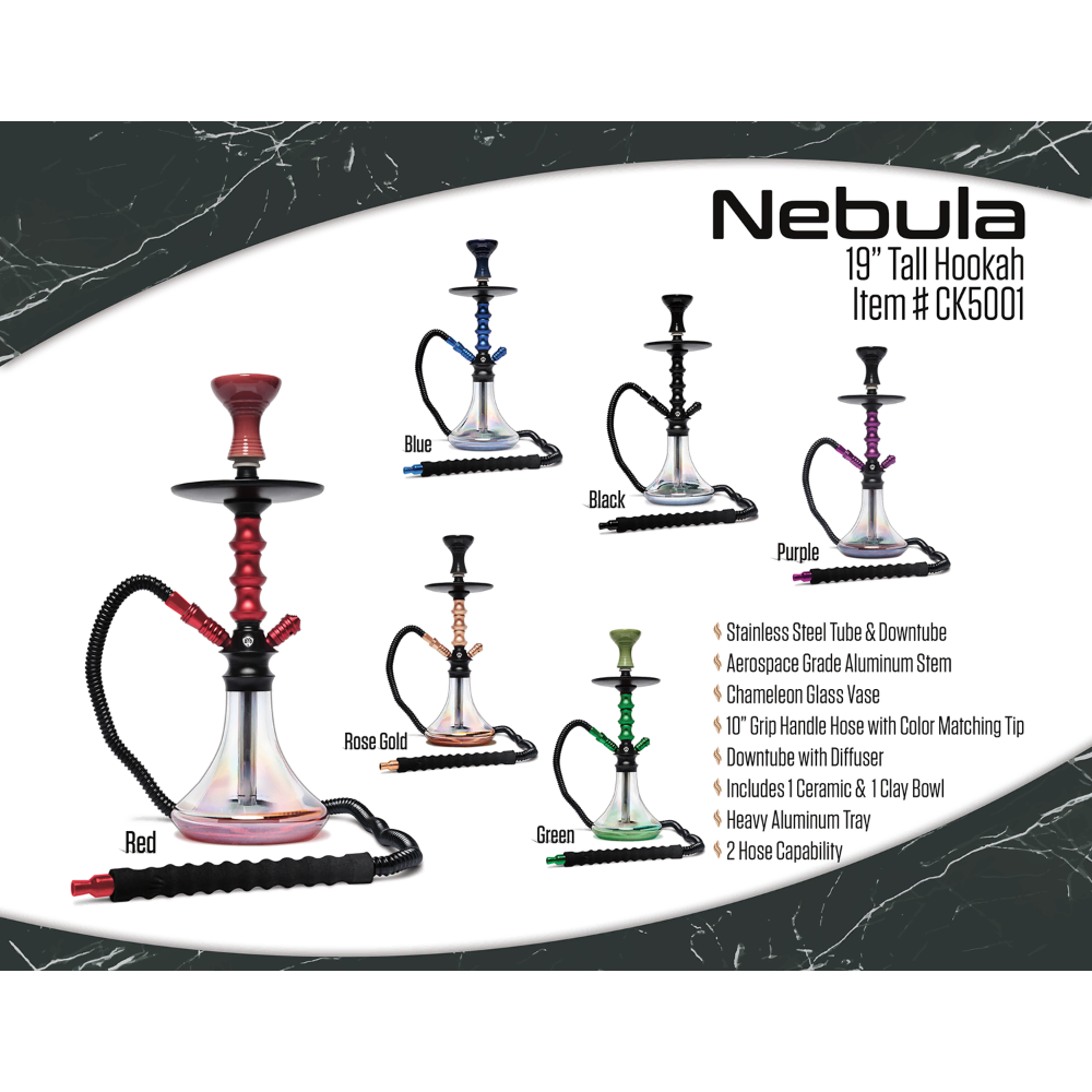 [Q-2586] HOOKAH B.Y.O. 19" NEBULA CLICK TECHNOLOGY 1 HOSE