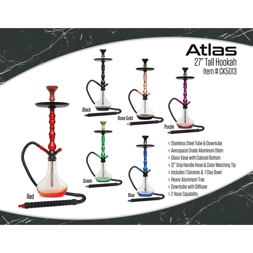[Q-2592] HOOKAH B.Y.O. 27" ATLAS CLICK TECHNOLOGY 1 HOSE