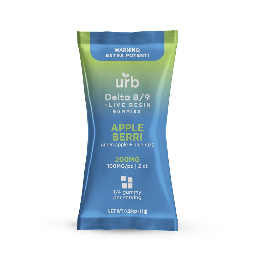 [T-1651] Lifted Made URB 200MG D8/D9 50PK Gummies Apple Berri