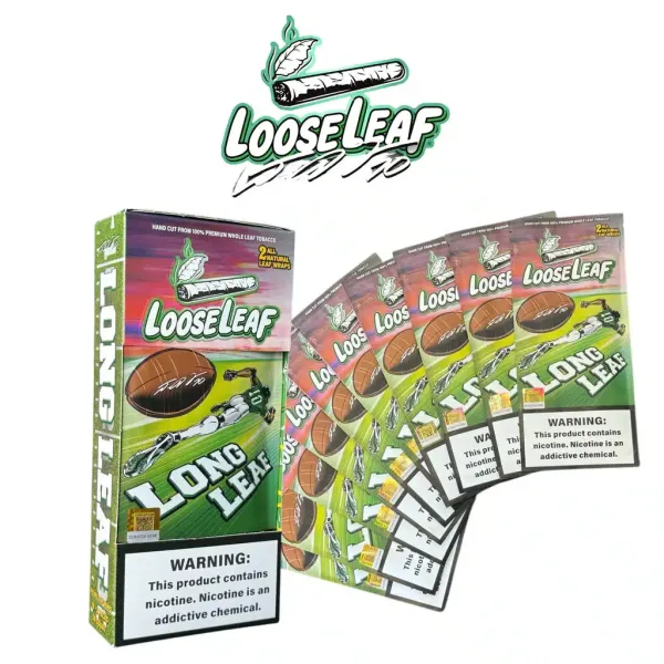 [T-1625] Looseleaf - Long Leaf Tobacco Wraps (2ct) - Box of 10