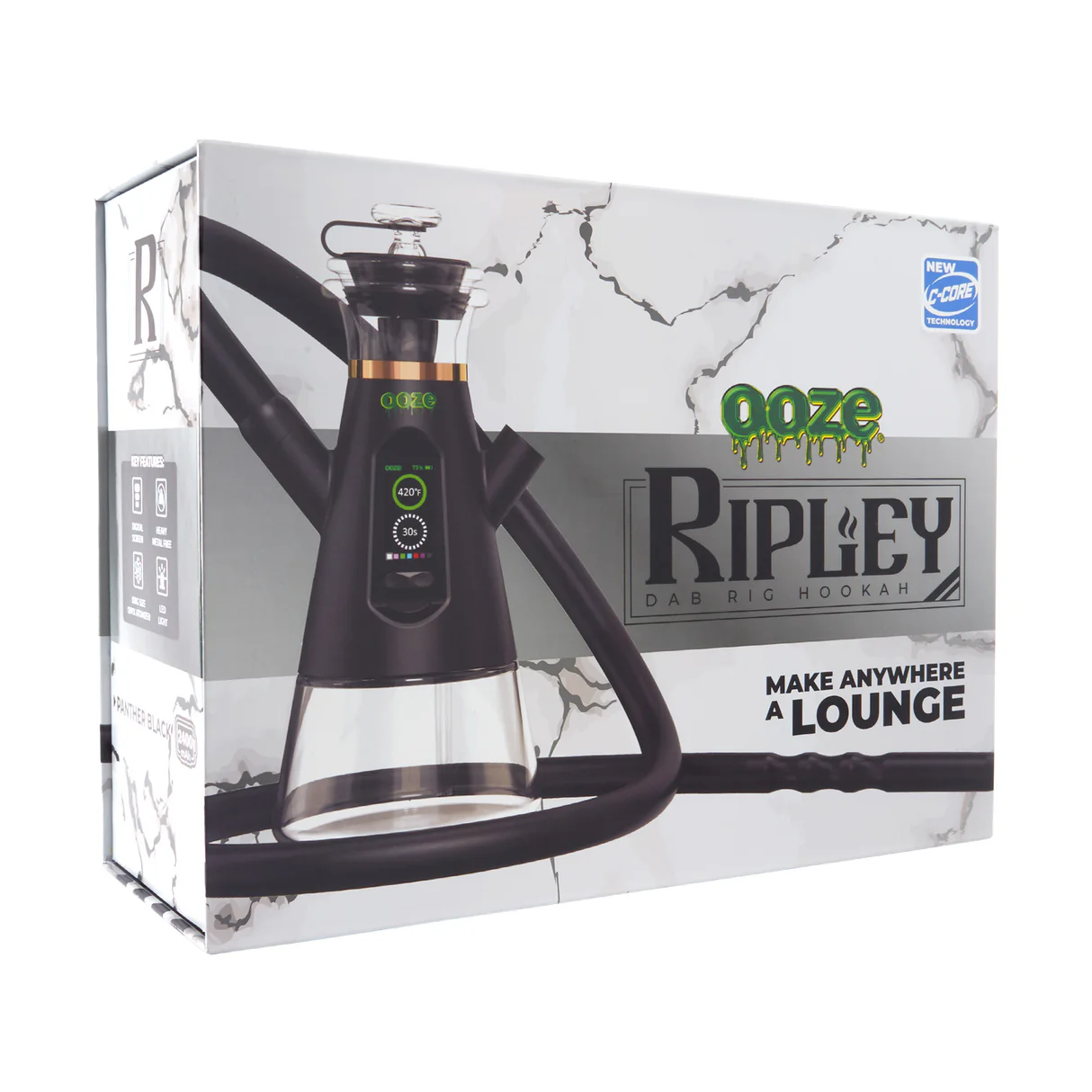 [Q-4570] OOZE RIPLEY DAB RIG HOOKAH 2400mah PANTHER BLACK