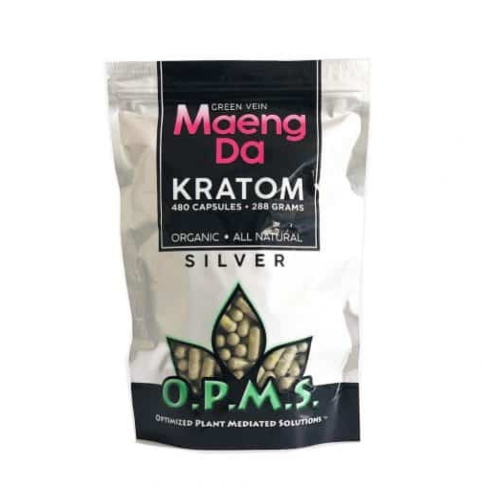 [Q-3024] OPMS SILVER - GREEN VEIN MAENG DA 144G 240 CAPS KRATOM