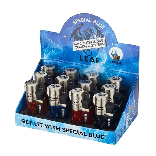 [Q-3310] SB LEAF 3 FLAMES LIGHTER 20CT DISPLAY
