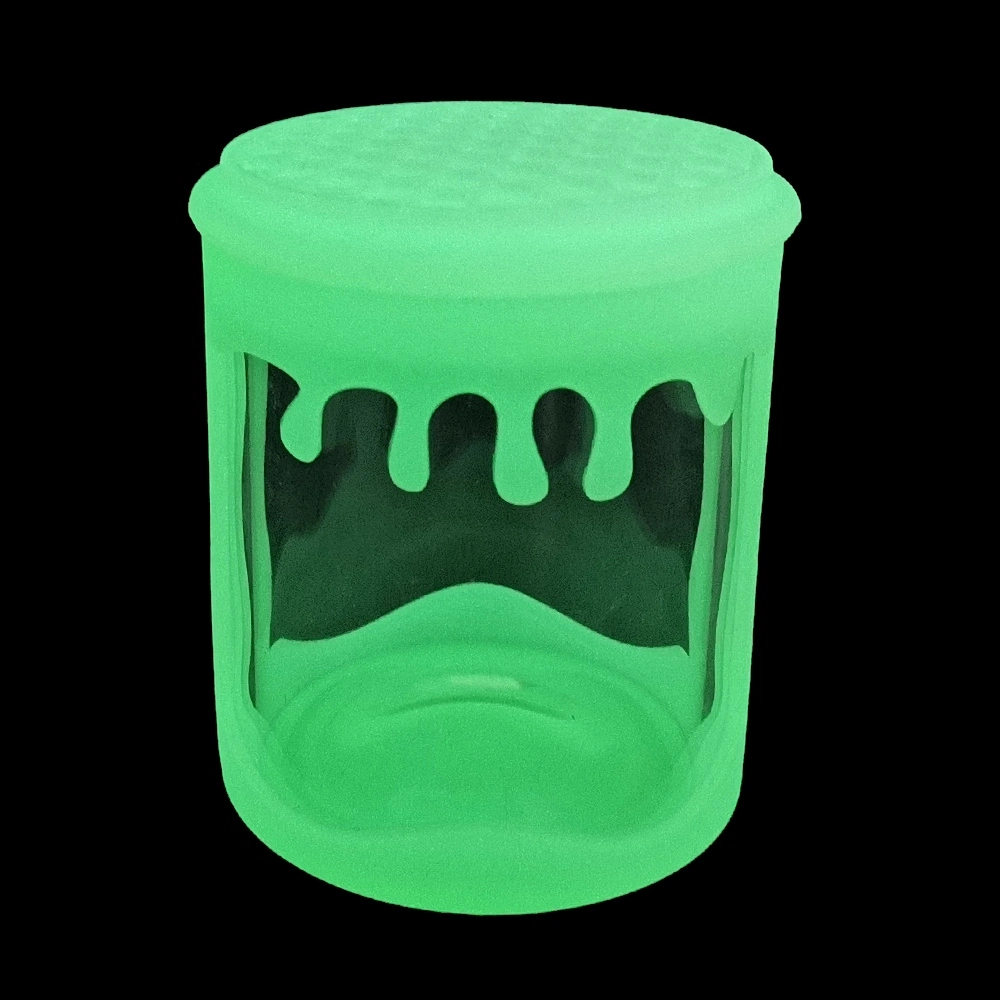 [Q-3396] SILICONE GLASS JAR HONEY BEE TOP CLEAR GLOW IN THE DARK