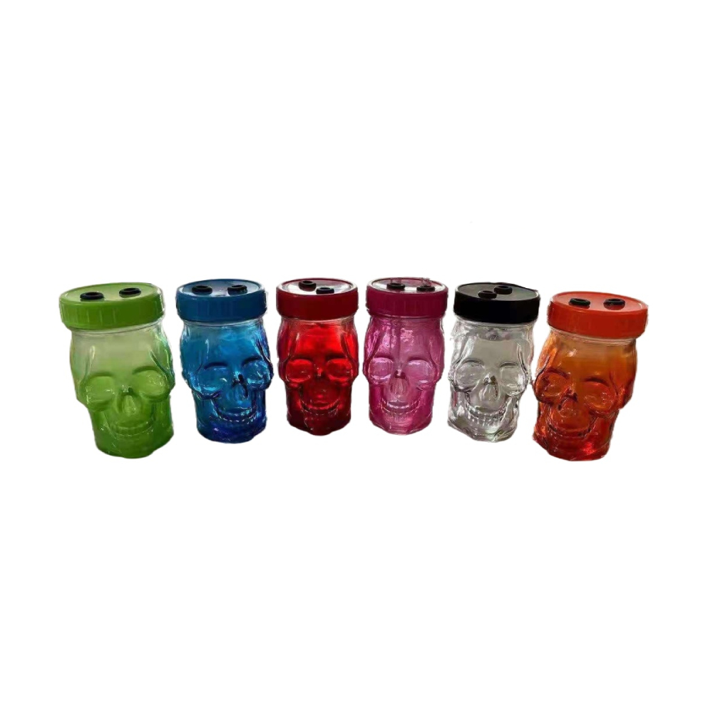 [Q-3536] SKULL OIL BURNER WATERPIPE MULTI COLOR ASSORTED