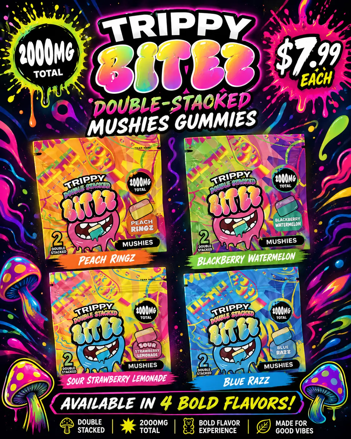 BITEZ Trippy GUMMY Single 40 Count Mushroom